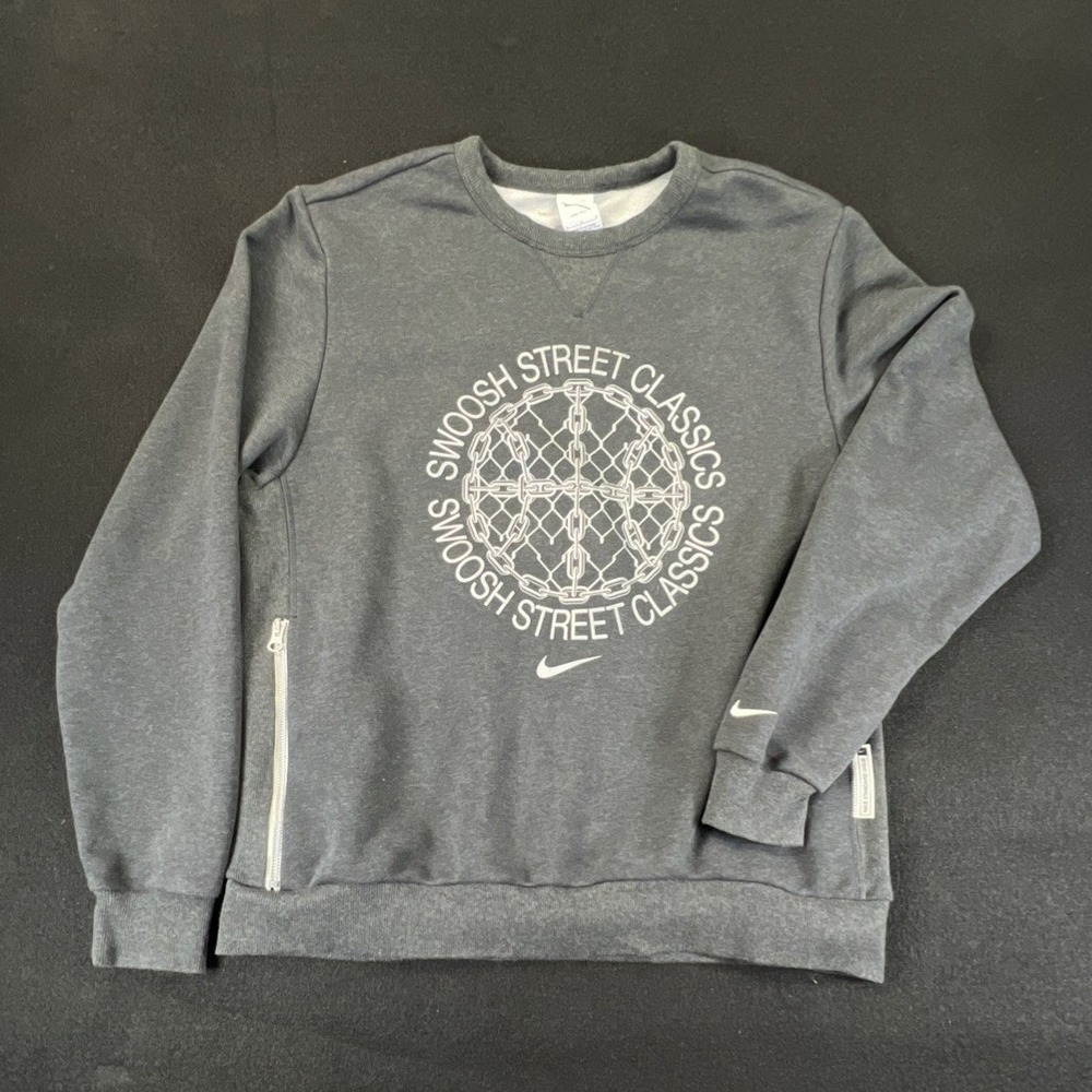 Nike Standard Issue Swoosh Street Classics Gray Mens Large Dri-Fit Sweatshirt